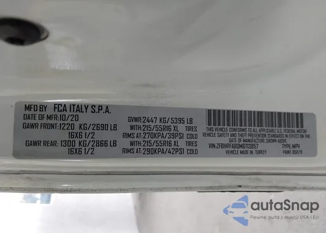 2021 Ram Promaster City Tradesman from USA, damaged, VIN ZFBHRFAB0M6T13857